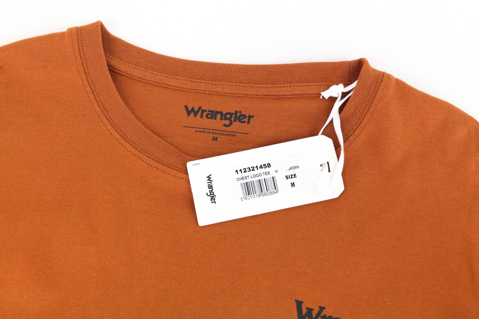 WRANGLER Men T-Shirt M Orange Pure Cotton Long Sleeve Pull On Casual Logo