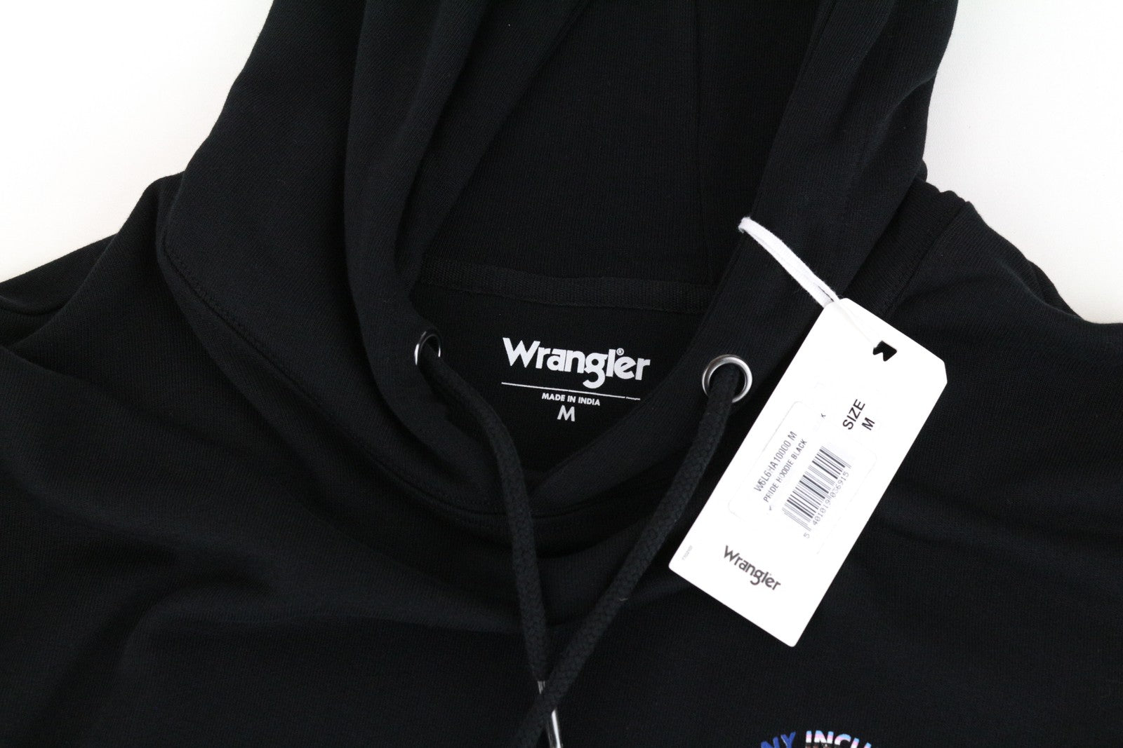 WRANGLER Men Sweatshirt M Black Pure Cotton Long Sleeved Pull On Hoodie
