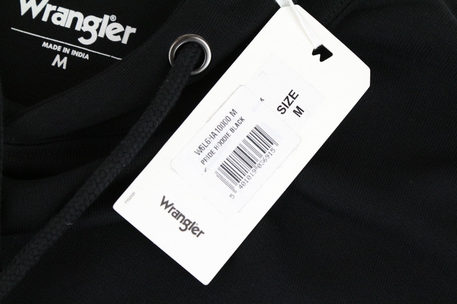 WRANGLER Men Sweatshirt M Black Pure Cotton Long Sleeved Pull On Hoodie