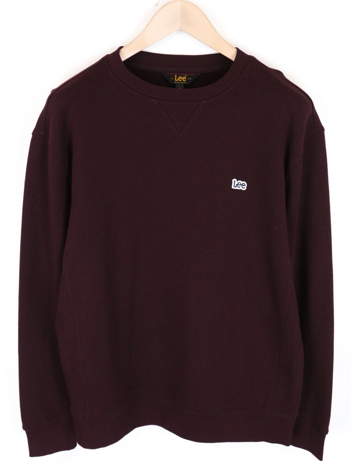 LEE Men Sweatshirt M Casual Long Sleeved Pull On Purple Pure Cotton