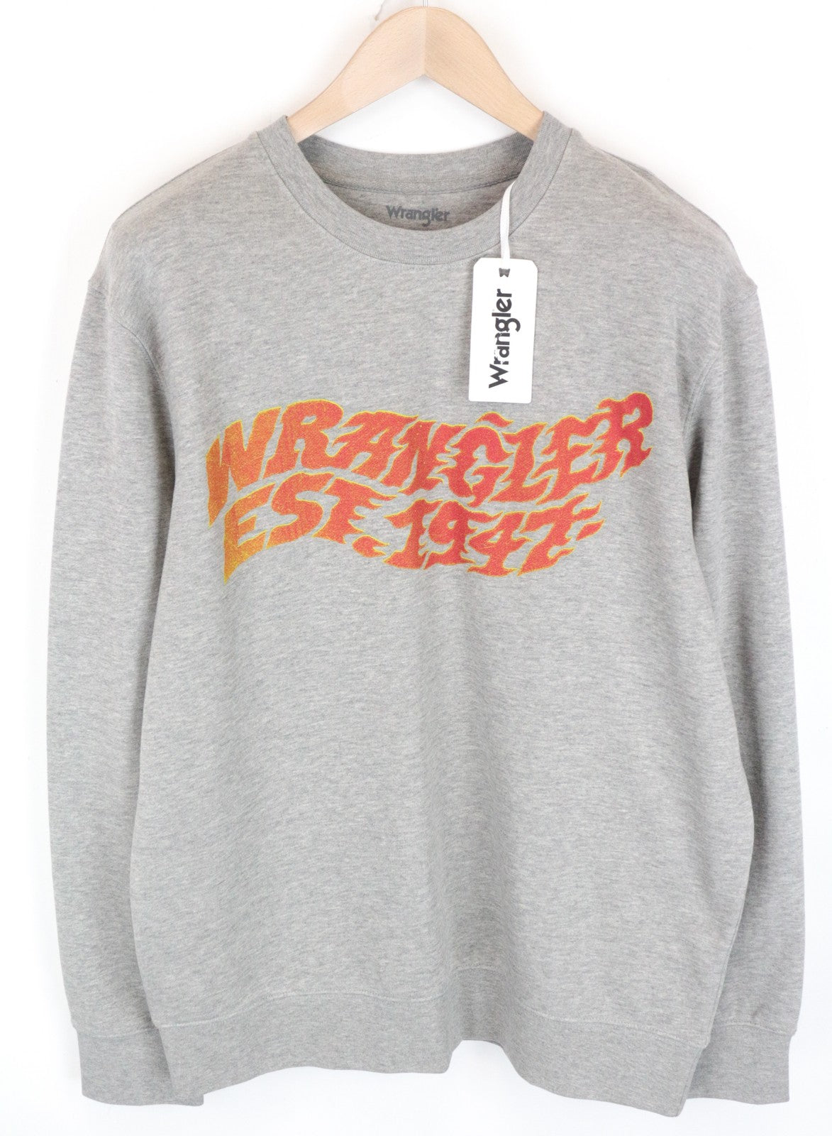 WRANGLER Men Sweatshirt M Grey Cotton Blend Long Sleeved Pull On Casual