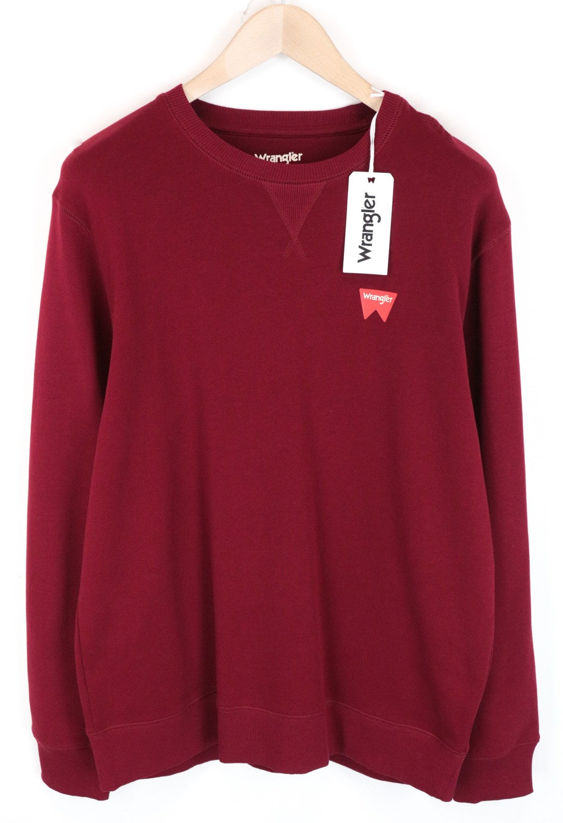 WRANGLER Men Sweatshirt M Casual Long Sleeved Pull On Red Pure Cotton