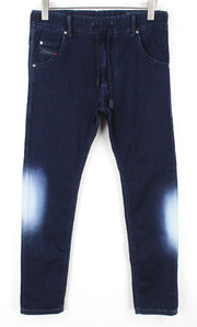 DIESEL Krooley-NE 0687D Men Jeans W28 Slim Fitted Drawstrings Blue Jogg Sweat