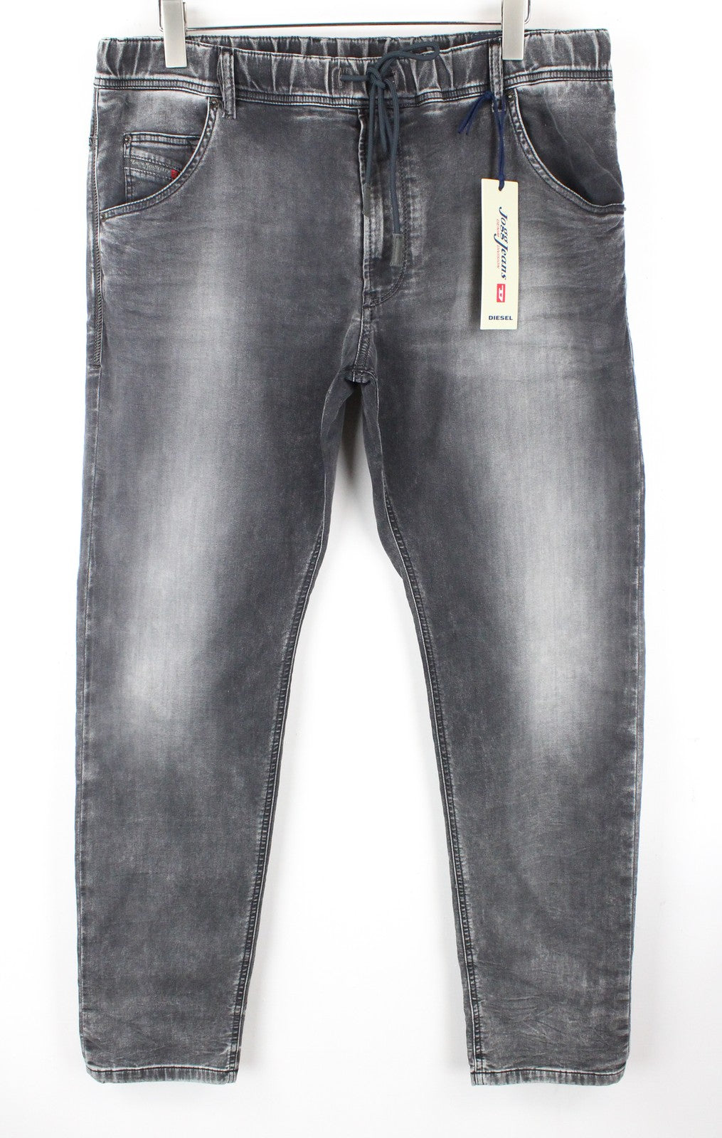 DIESEL Krooley-NE 0855B Men Jeans W38 Jogg Sweat Stretch Slim Carrot Mid-Grey