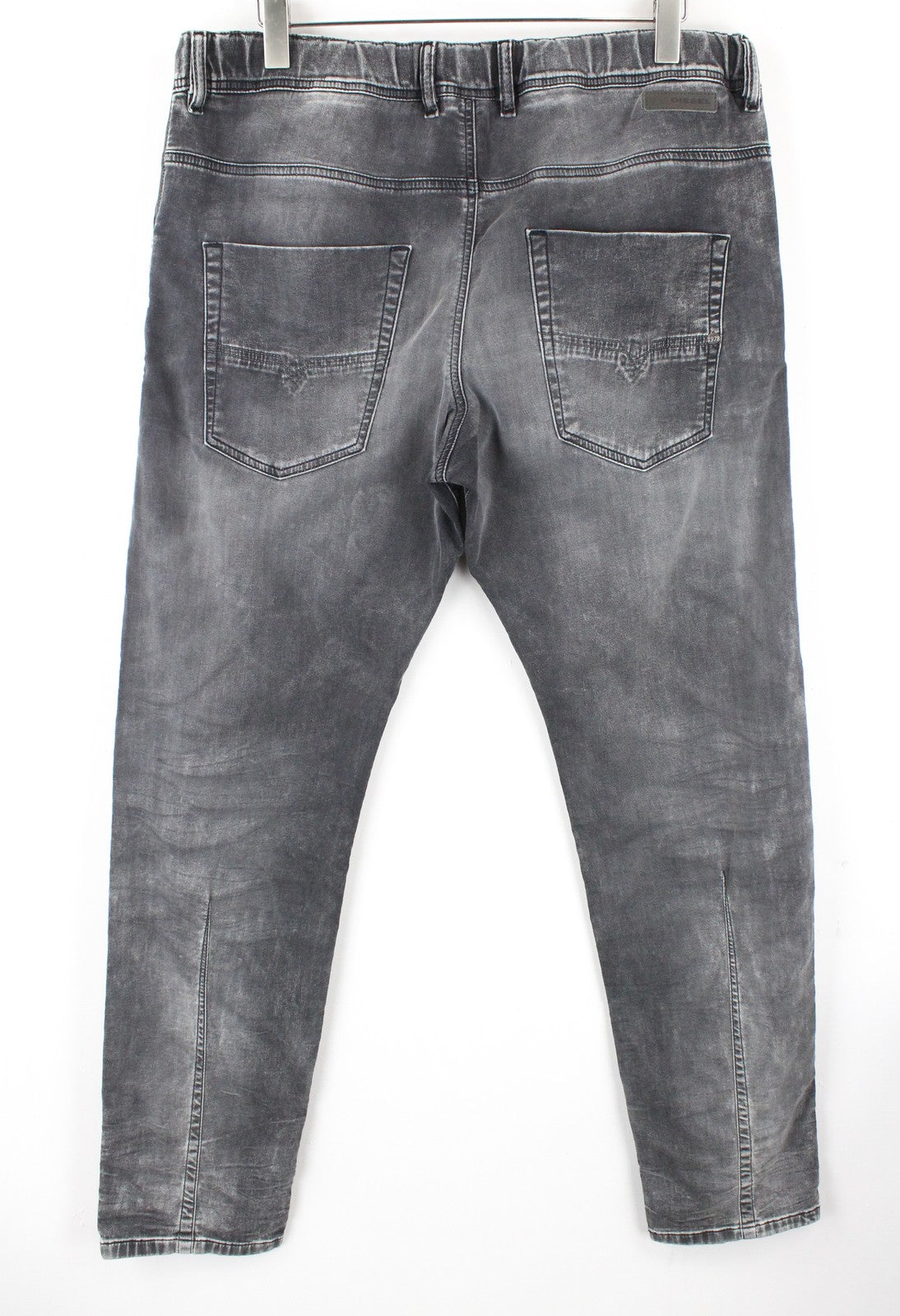 DIESEL Krooley-NE 0855B Men Jeans W38 Jogg Sweat Stretch Slim Carrot Mid-Grey