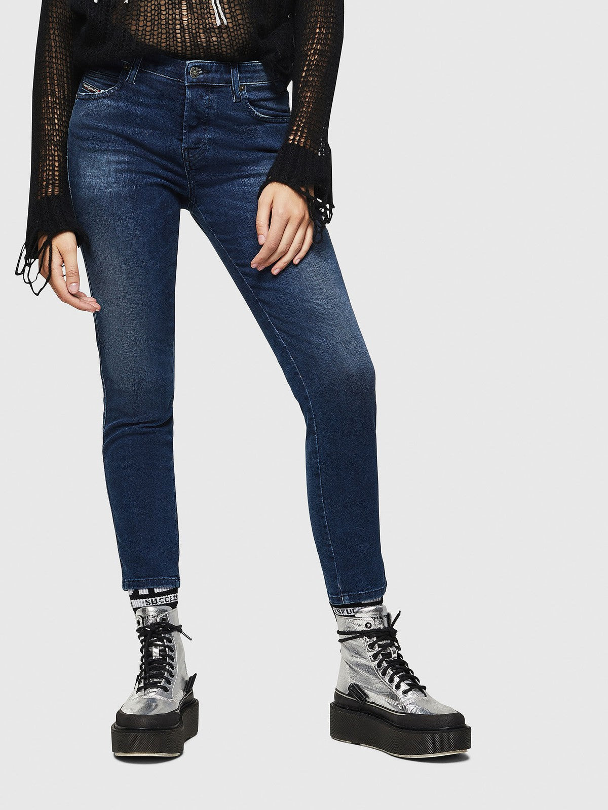 DIESEL Babhila 083AE Women Jeans W31/L34 Regular Slim Skinny Stretch Dark Blue