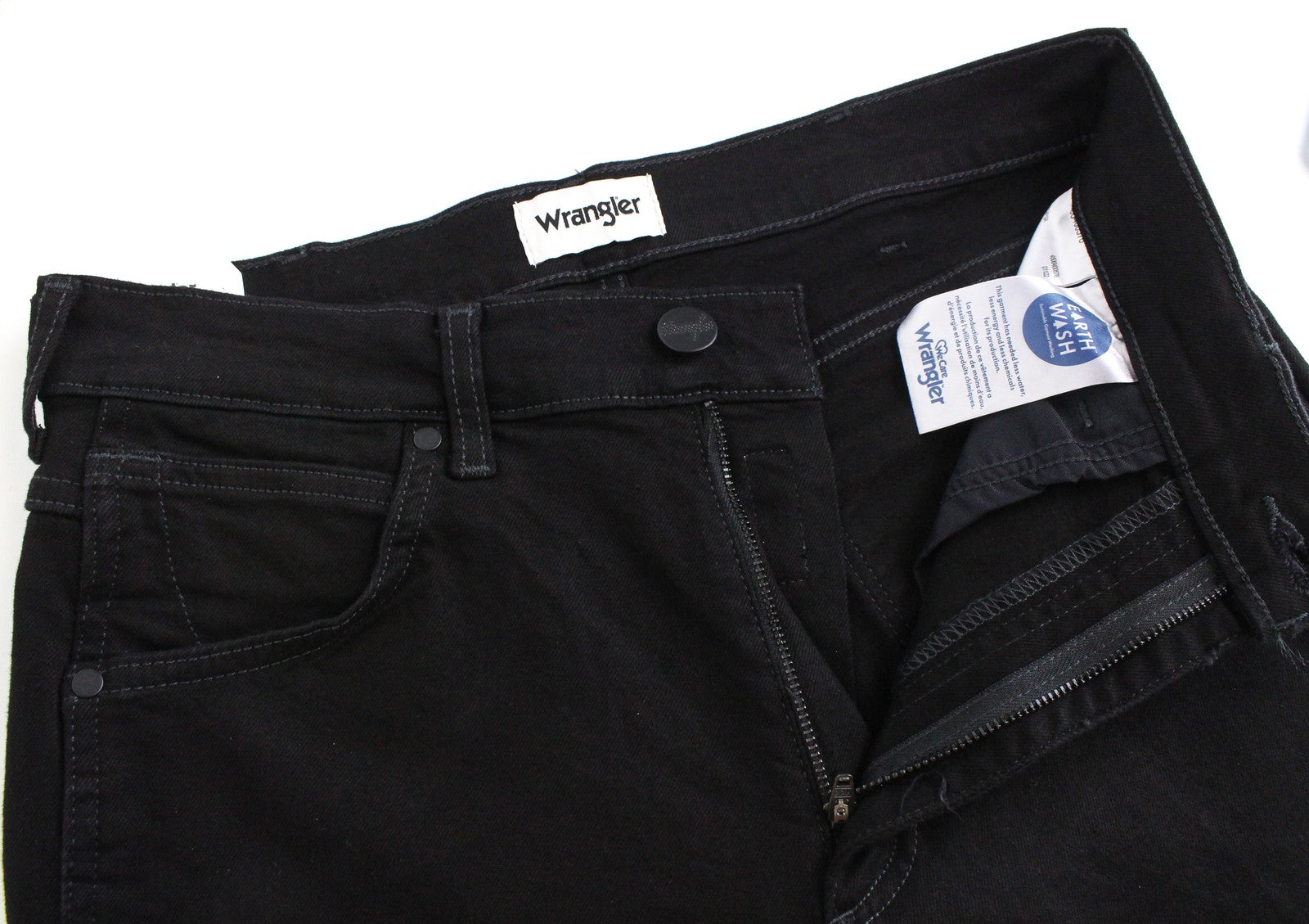 WRANGLER Greensboro Men Jeans W30/L32 Regular Straight Fit Stretch Solid Black