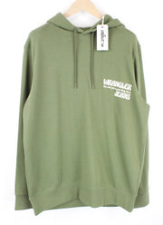 WRANGLER Slogan Men Sweatshirt M Deep Lichen Green Hooded Slogan Hoodie Fleece