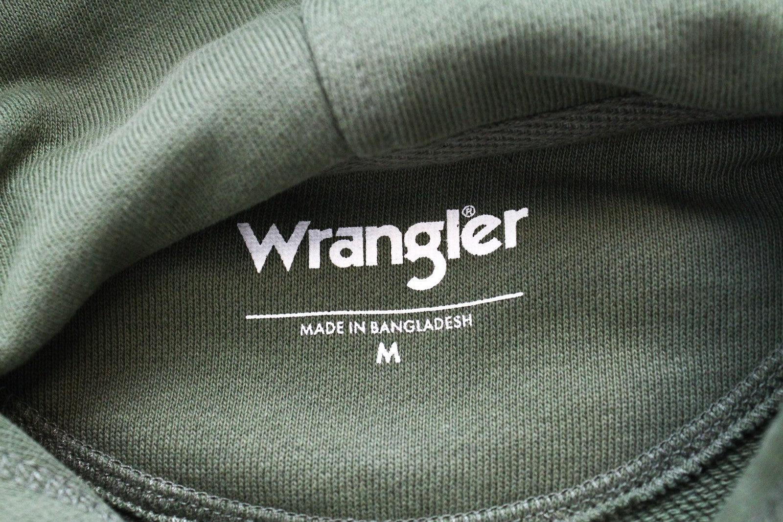 WRANGLER Slogan Men Sweatshirt M Deep Lichen Green Hooded Slogan Hoodie Fleece