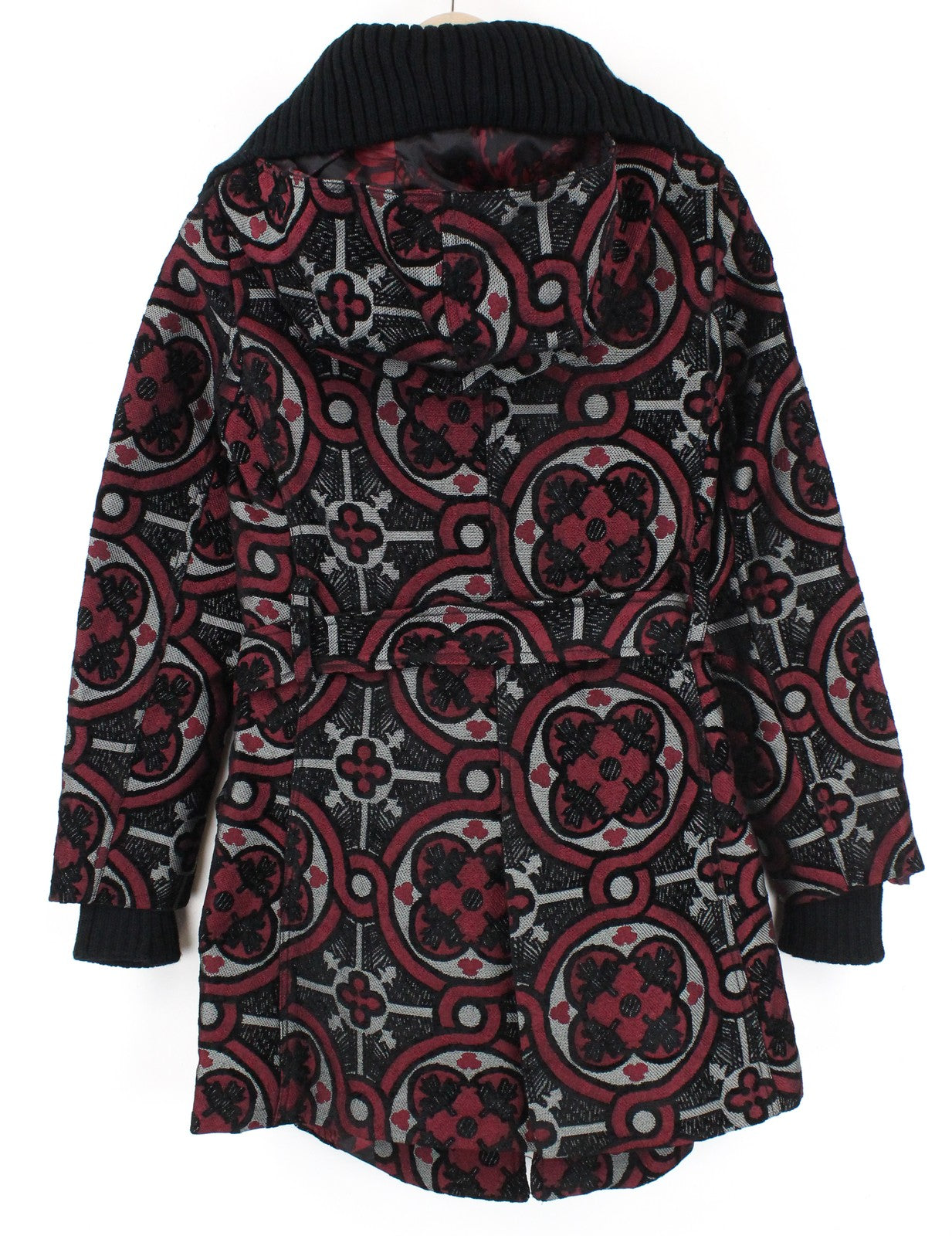 DESIGUAL Sagitario Women Coat ~EU38 Jacquard Embroidered Designer Red Melange~