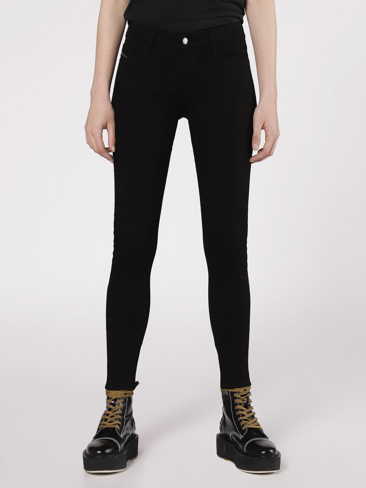 DIESEL Slandy 0860S Women Jeans W25/L30 Super Slim Skinny Black Cotton Stretch