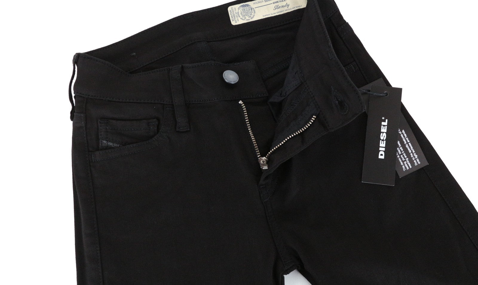 DIESEL Slandy 0860S Women Jeans W25/L30 Super Slim Skinny Black Cotton Stretch