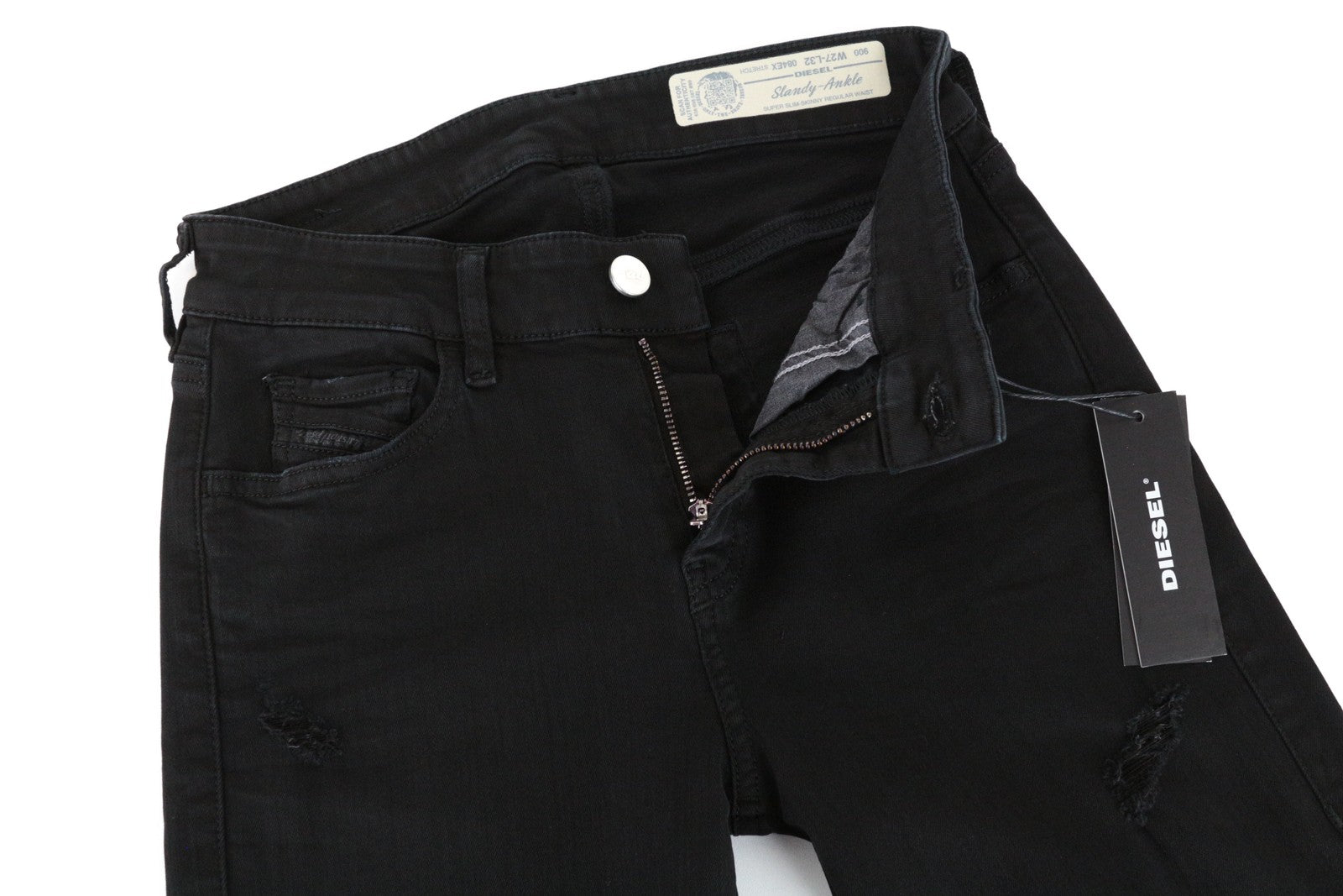 DIESEL Slandy-Ankle 084EX Women Jeans W27/L32 Super Slim Skinny Black Stretch