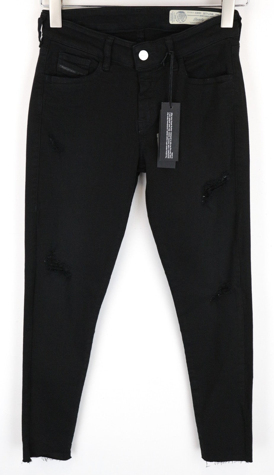 DIESEL Slandy-Ankle 084EX Women Jeans W27/L32 Super Slim Skinny Black Ripped