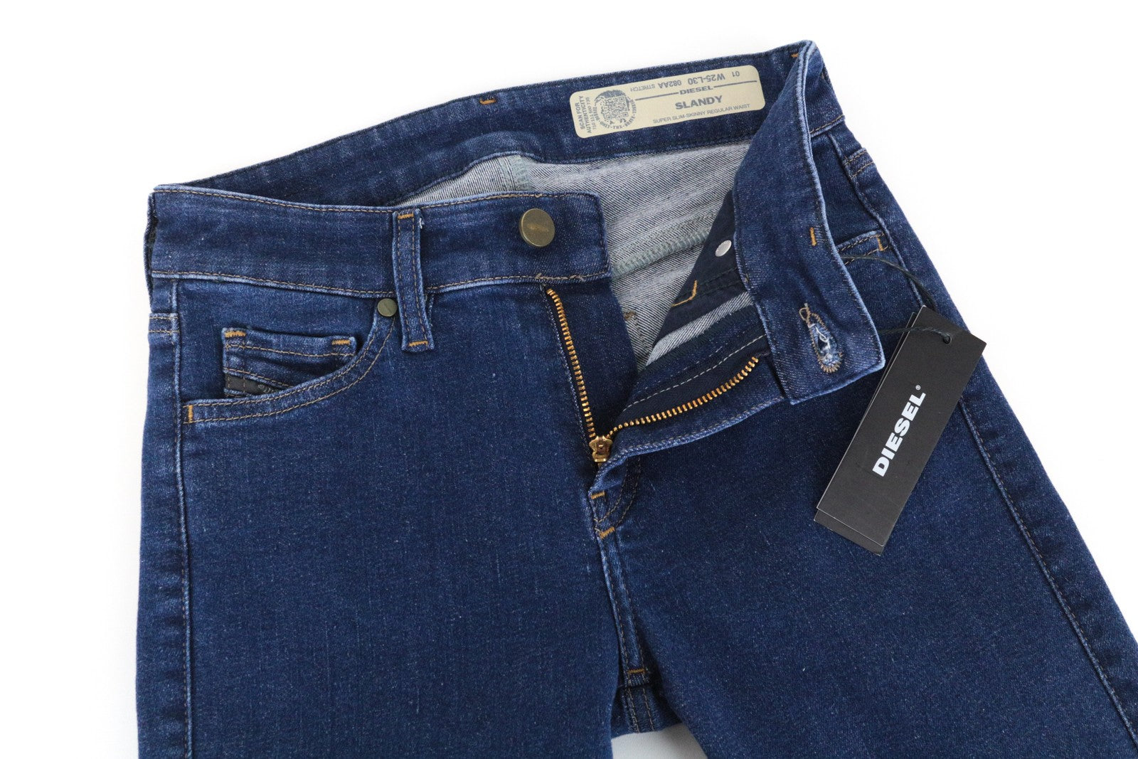 DIESEL Slandy 082AA Women Jeans W25/L30 Super Slim-Skinny Blue Cotton Stretch