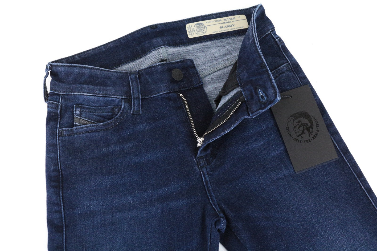 DIESEL Slandy 0890K Women Jeans W25/L32 Super Slim-Skinny Blue Cotton Stretch