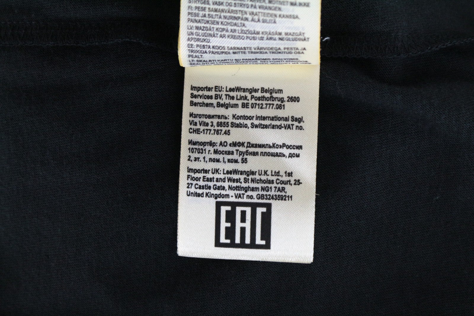 LEE Men T-Shirt M Washed Black Pure Cotton Loose Fit Short Sleeved Pull On