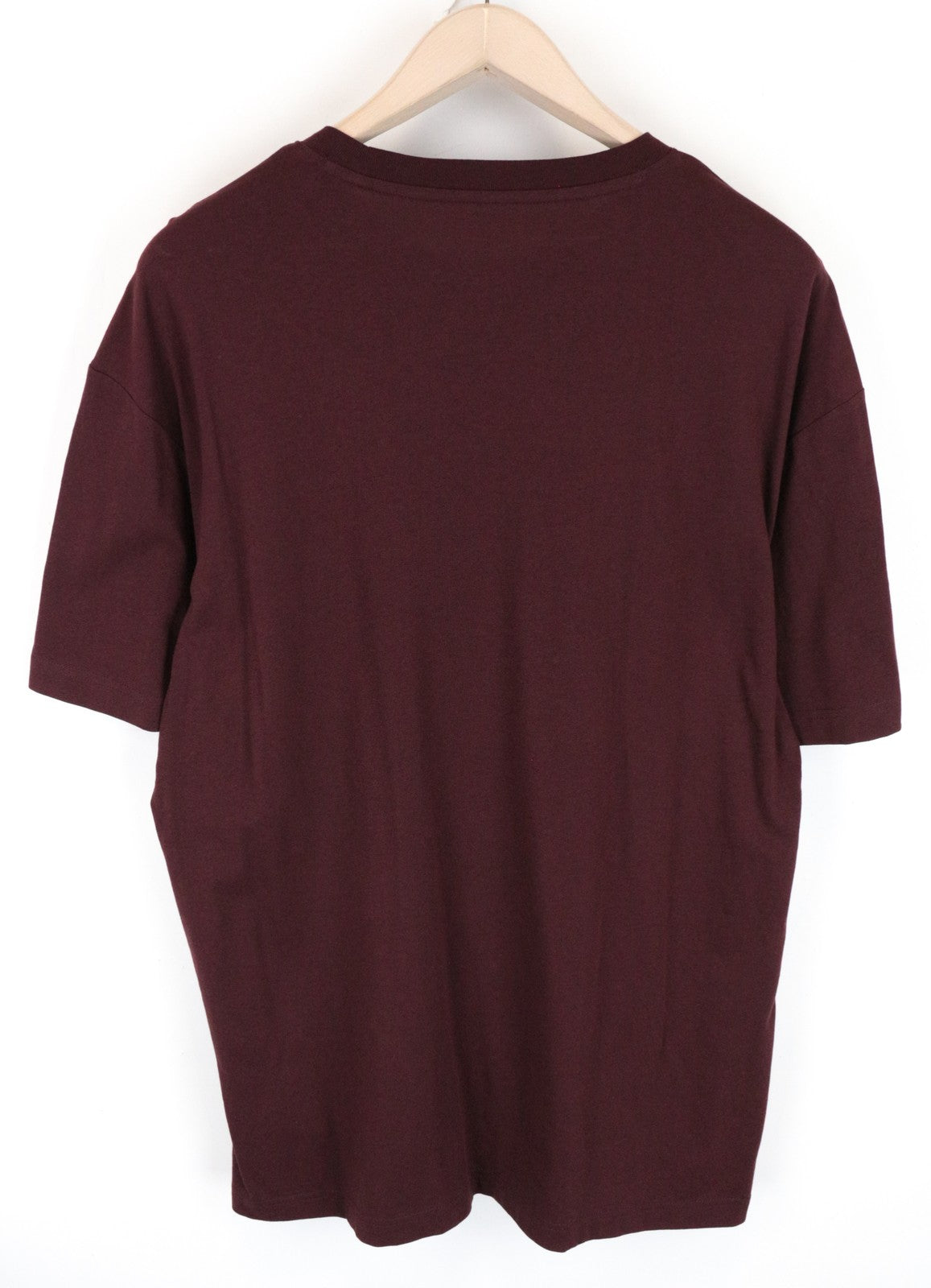 LEE Men T-Shirt M Burgundy Red Pure Cotton Loose Fit Short Sleeved Pull On