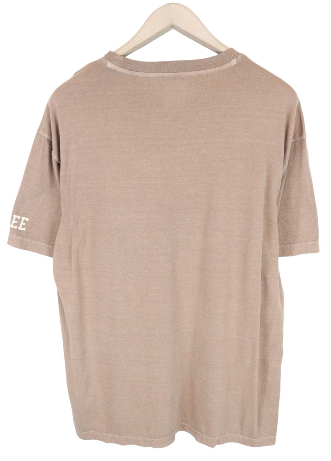 LEE Men T-Shirt M Short Sleeved Light Brown Logo Pure Cotton Loose Fit