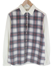 WRANGLER Men Shirt M Long Sleeved Off-White Cotton Checked Corduroy Button-Up