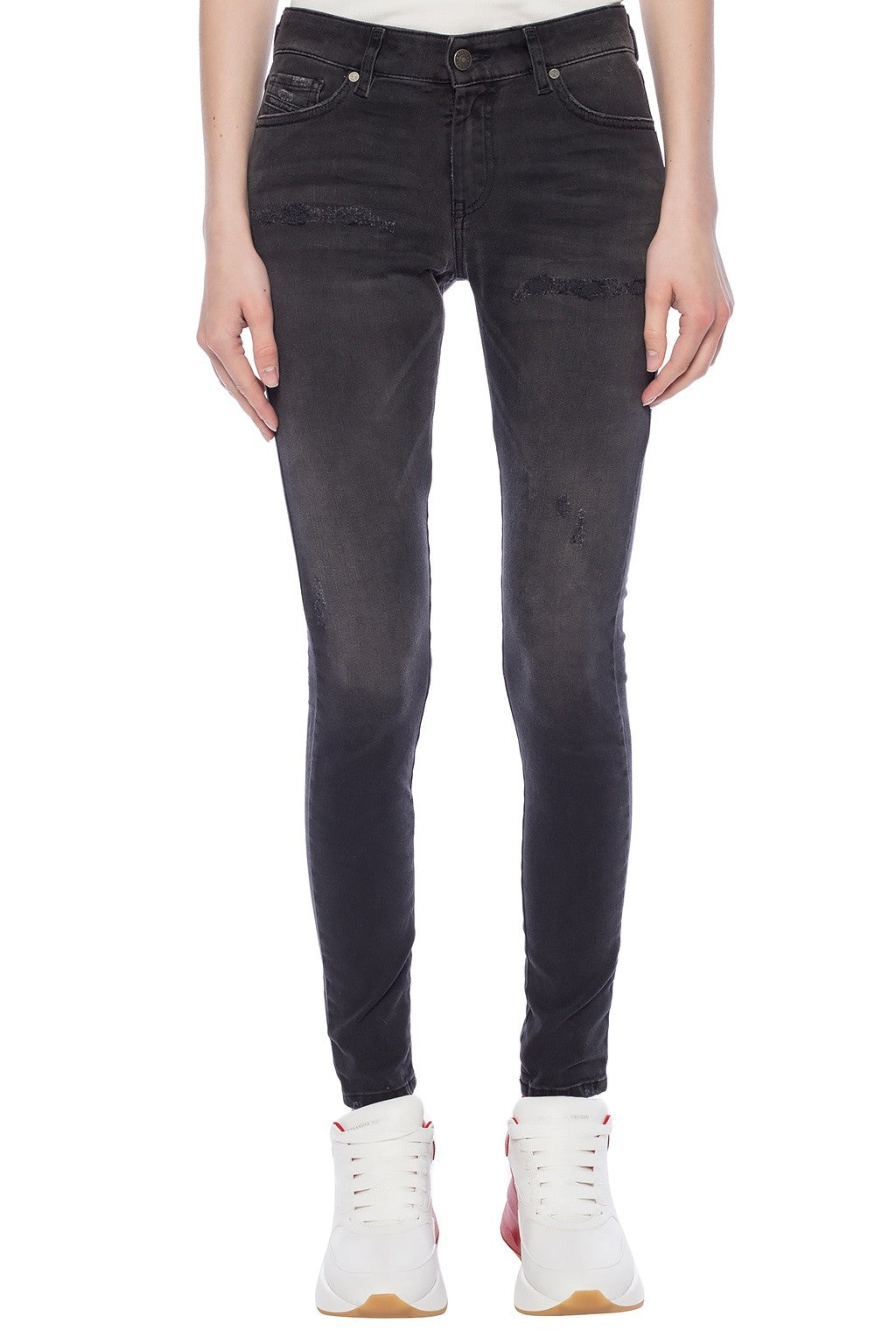DIESEL Slandy 069GI Women Jeans W25/L32 Super Slim-Skinny Grey Cotton Stretch