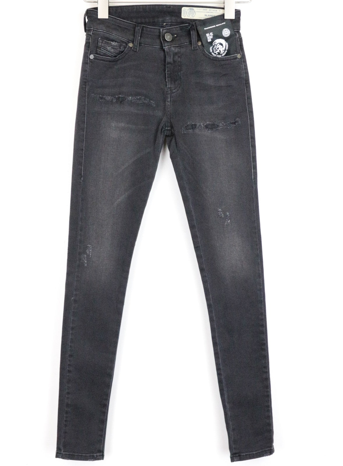 DIESEL Slandy 069GI Women Jeans W25/L32 Super Slim-Skinny Grey Cotton Stretch
