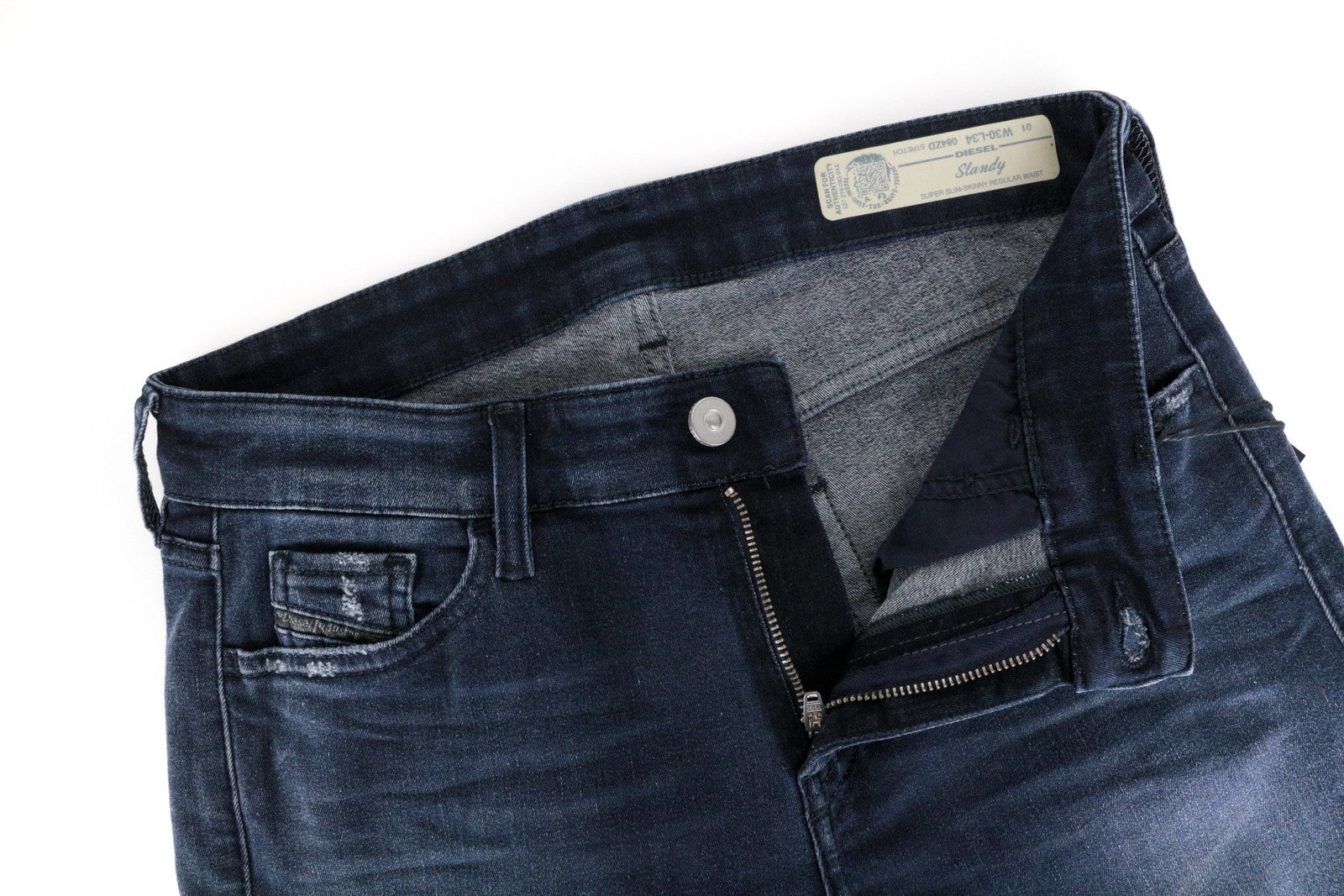 DIESEL Slandy 084ZD Women Jeans W30/L34 Super Slim Skinny Fit Blue Stretch