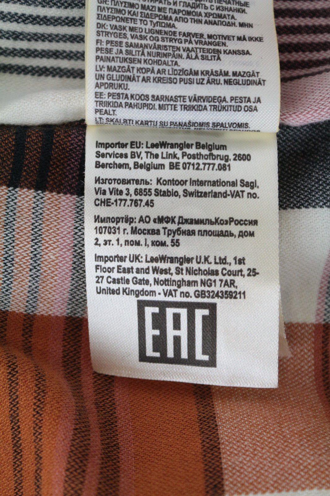 WRANGLER Men Shirt M Orange Pure Cotton Checked Long Sleeved Button-Up Flannel
