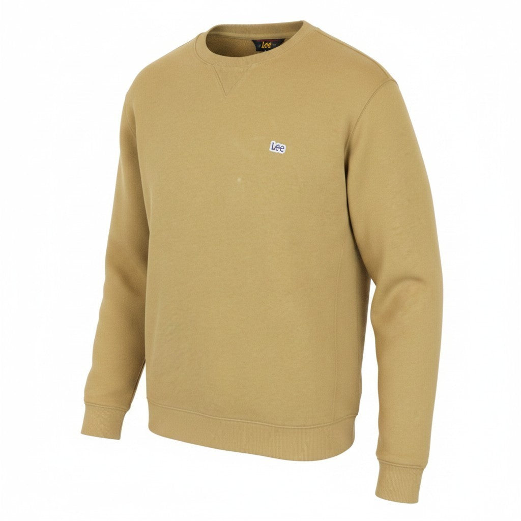 LEE Men Sweatshirt M Khaki Green Pure Cotton Long Sleeved Pull On Casual