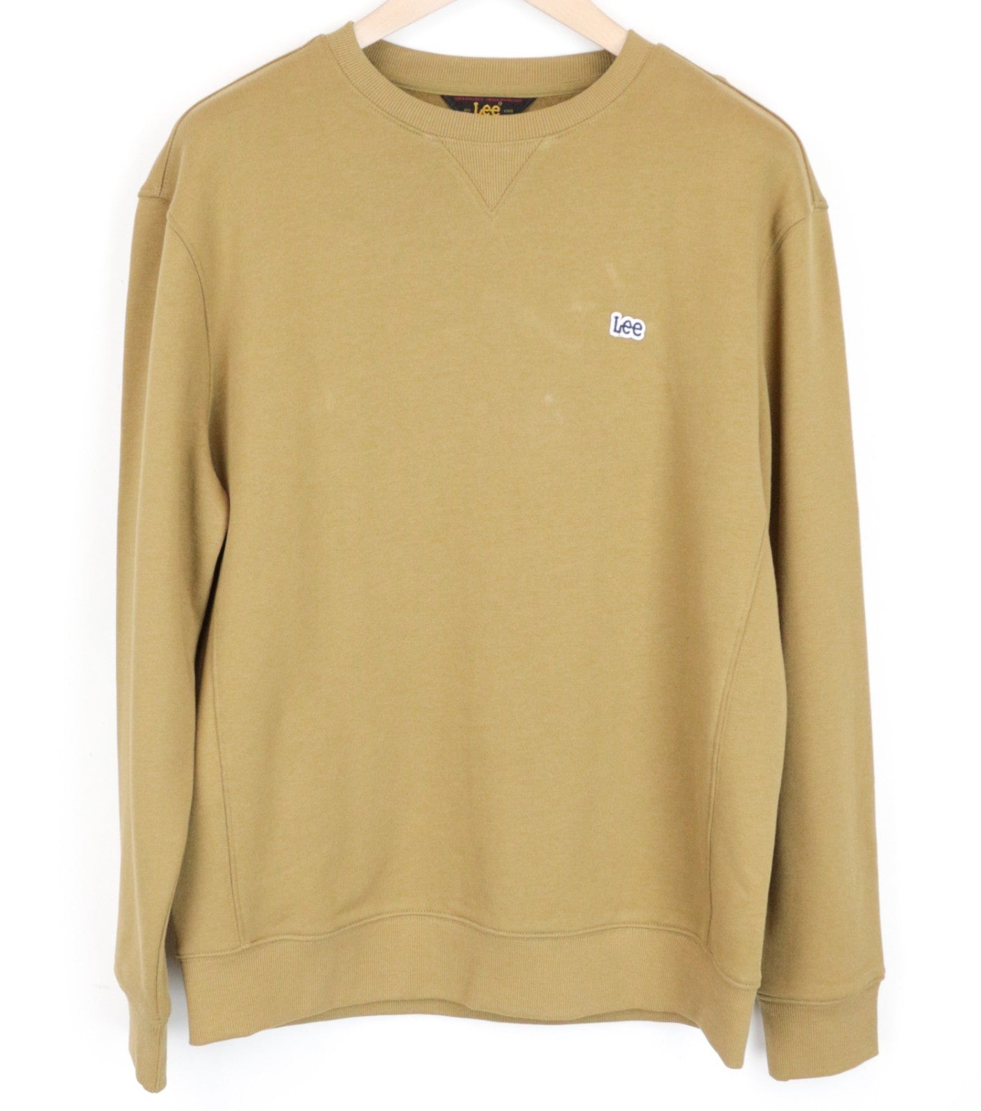 LEE Men Sweatshirt M Khaki Green Pure Cotton Long Sleeved Pull On Casual