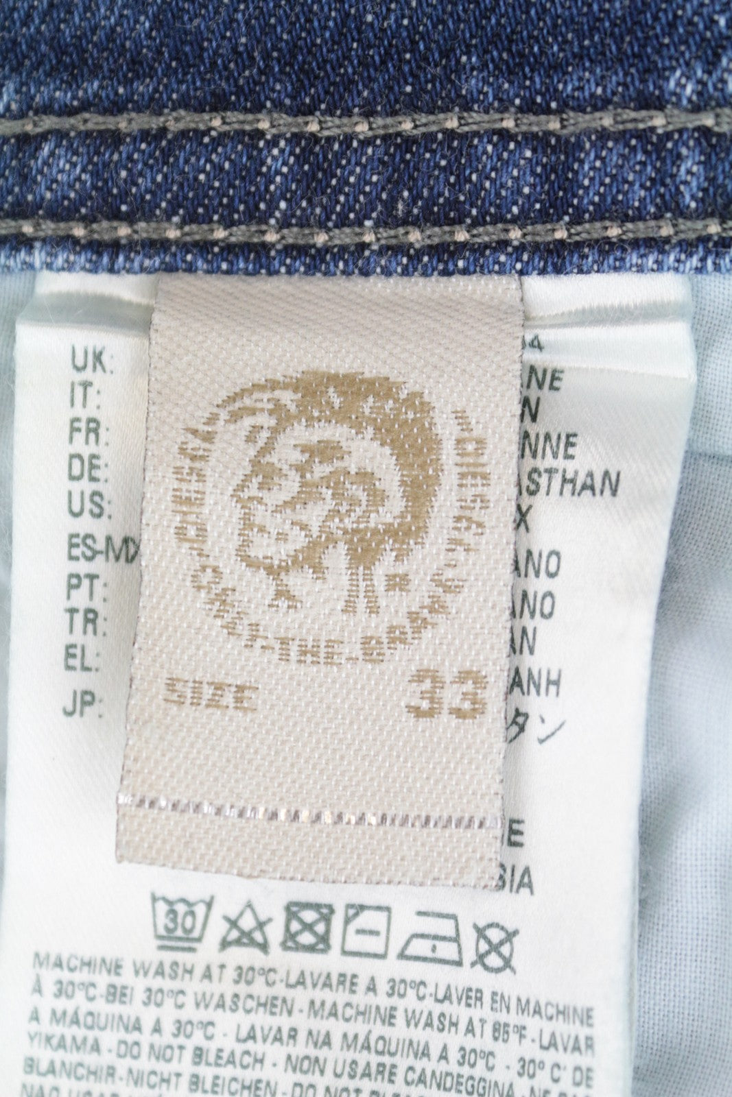 DIESEL Tepphar 0842H Men Jeans W33/L32 Slim Carrot Washed Blue Cotton Stretch
