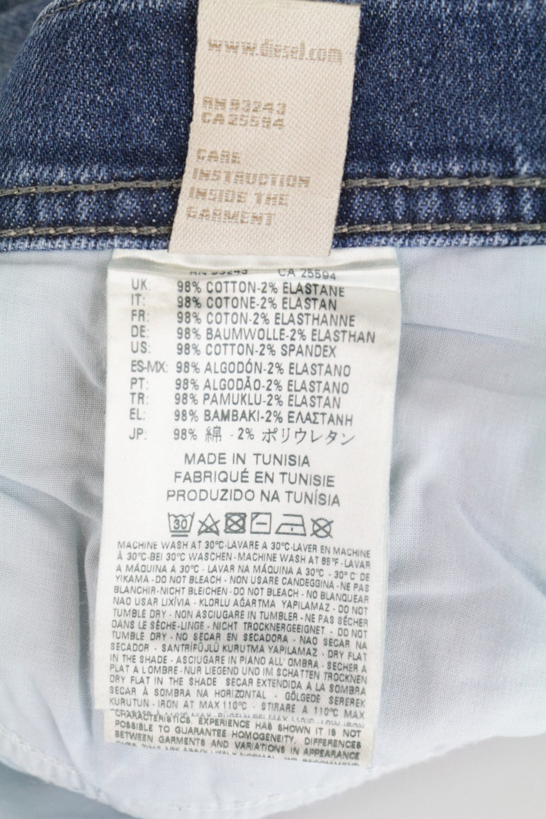 DIESEL Tepphar 0842H Men Jeans W33/L32 Slim Carrot Washed Blue Cotton Stretch