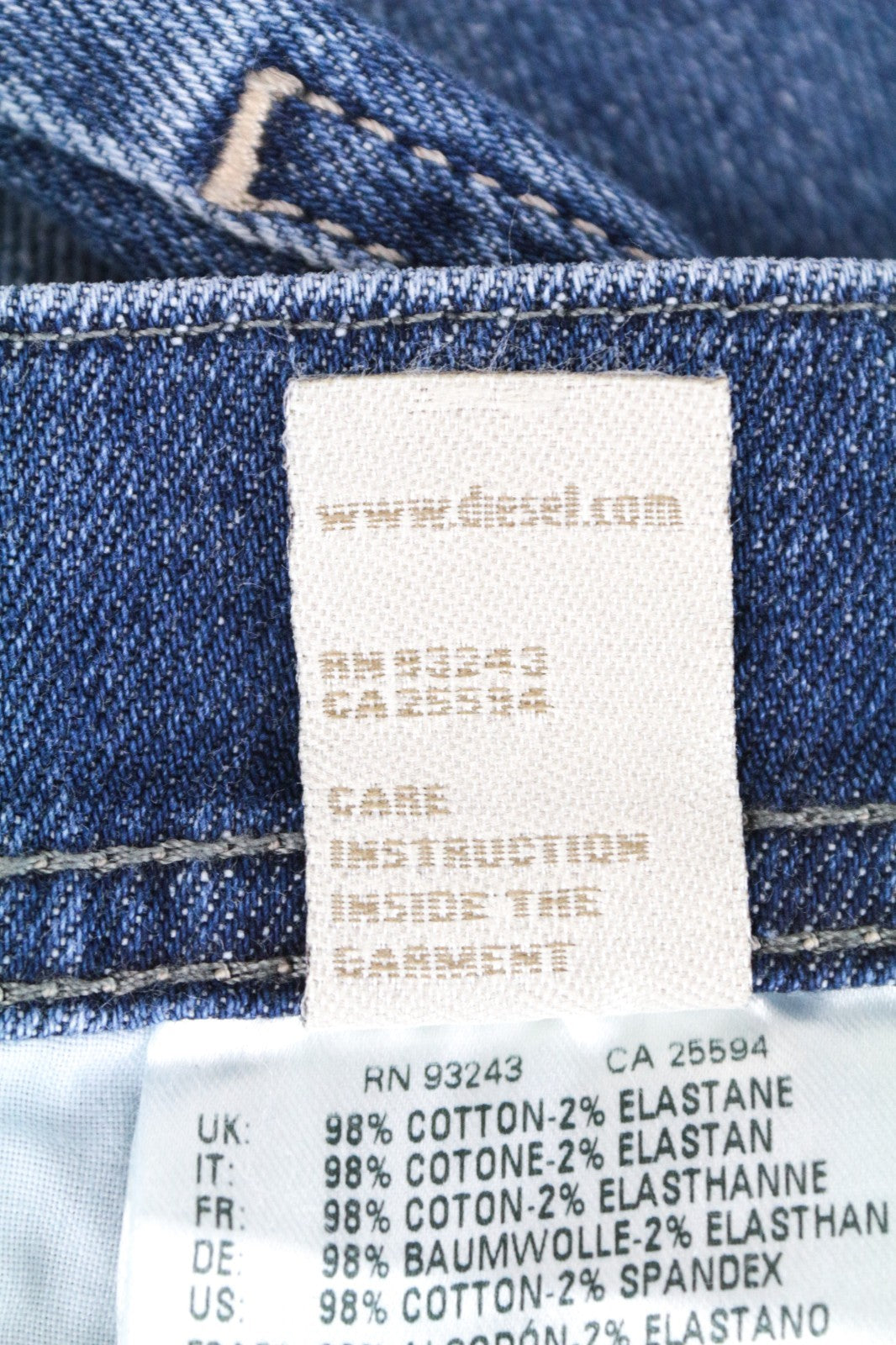 DIESEL Tepphar 0842H Men Jeans W33/L32 Slim Carrot Fit Blue Cotton Stretch