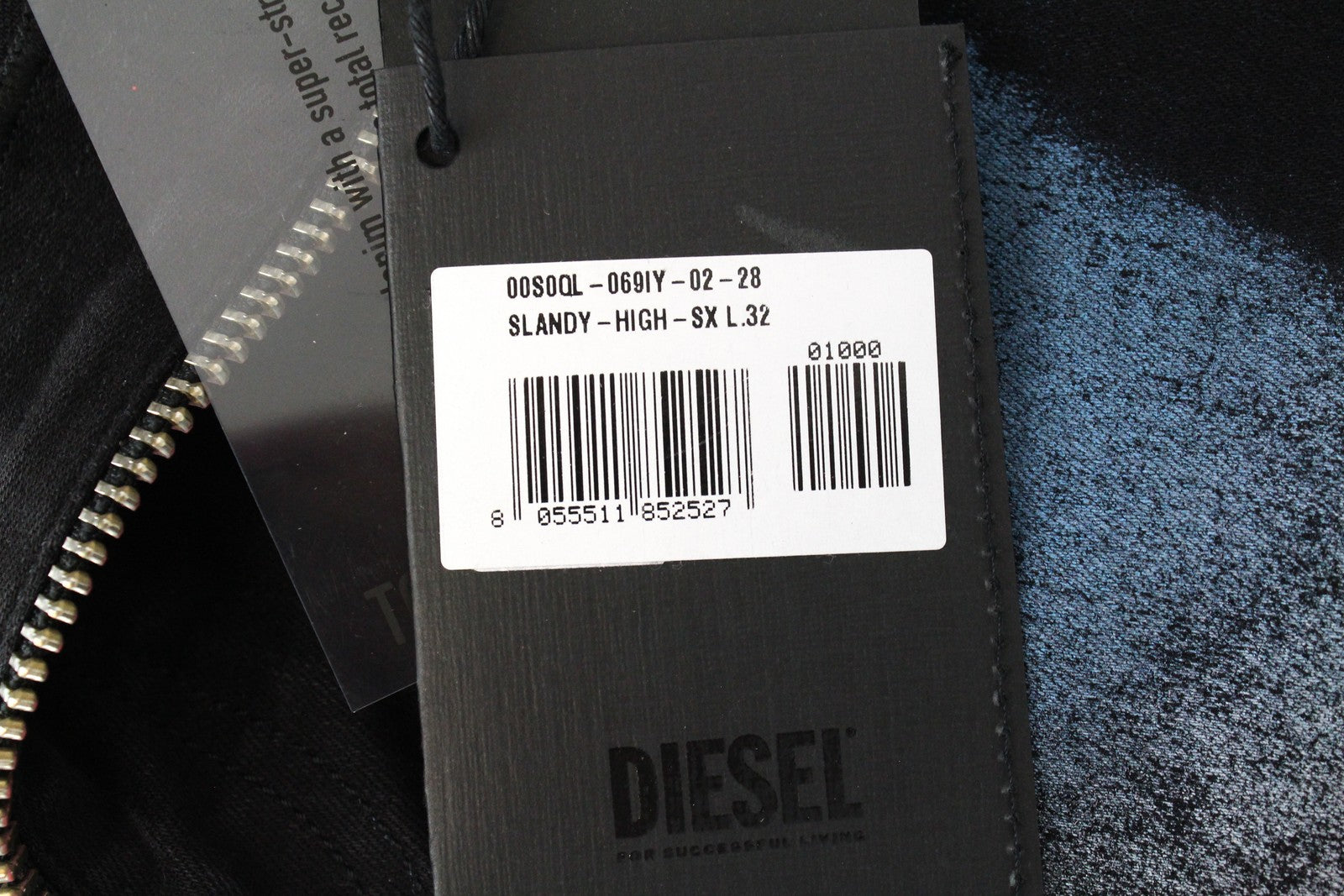 DIESEL Slandy-High-SX 069IY Women Jeans W28/L32 Super Skinny Navy Faded Stretch