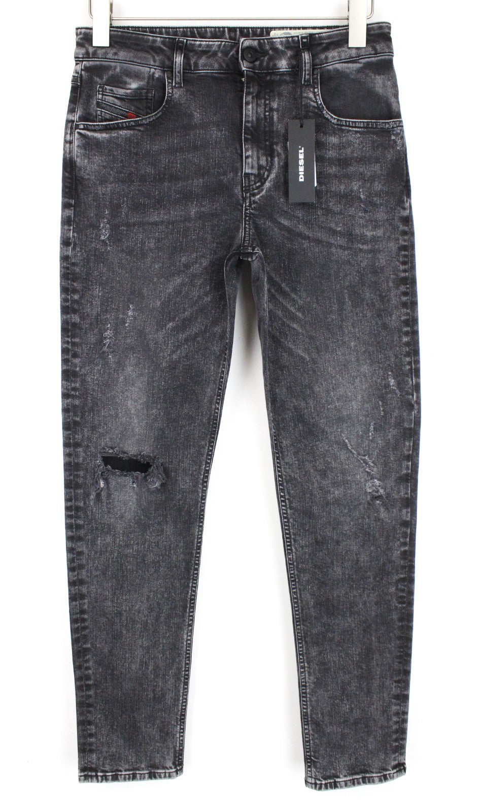 DIESEL Neekhol 069AB Women Jeans W27/L32 Straight Grey Cotton Stretch Ripped