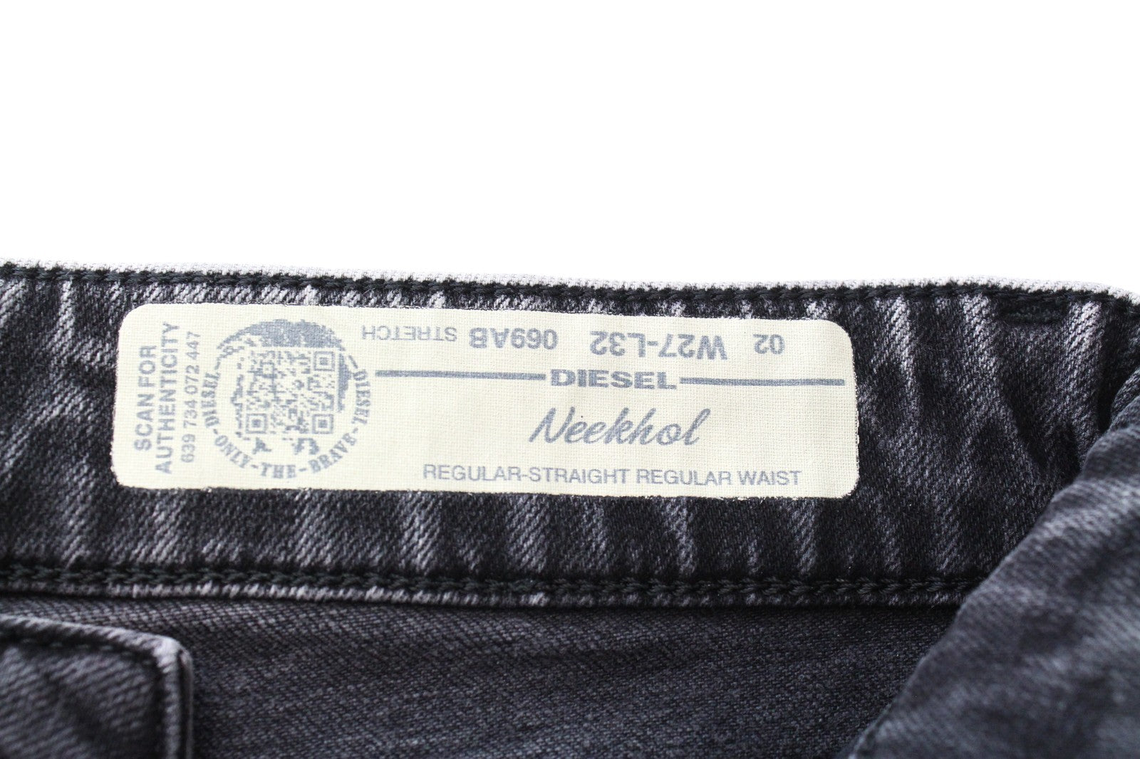 DIESEL Neekhol 069AB Women Jeans W27/L32 Straight Grey Cotton Stretch Ripped
