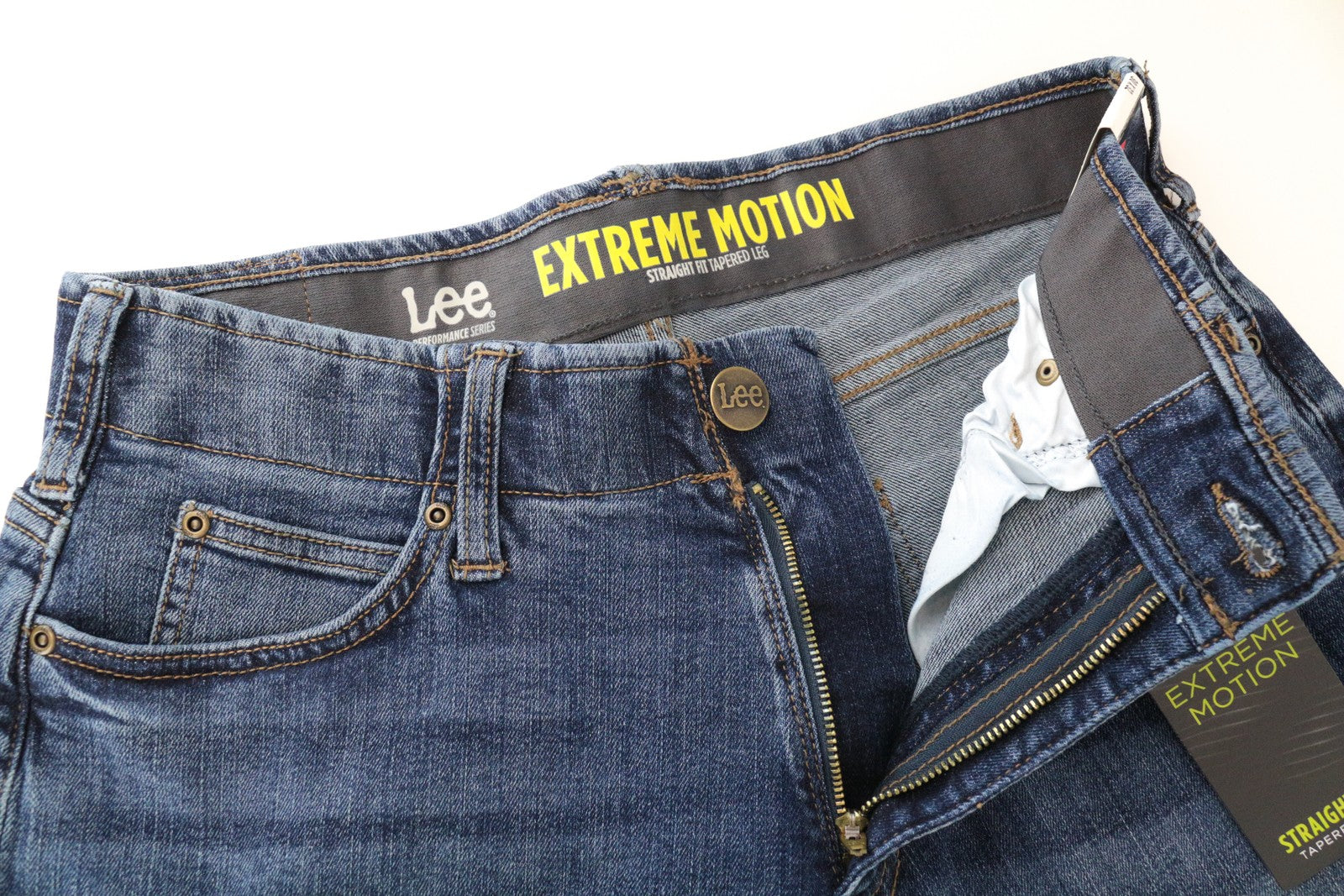 LEE Maddox Men Jeans W30/L32 Straight Tapered Fit Cotton Stretch Washed Blue
