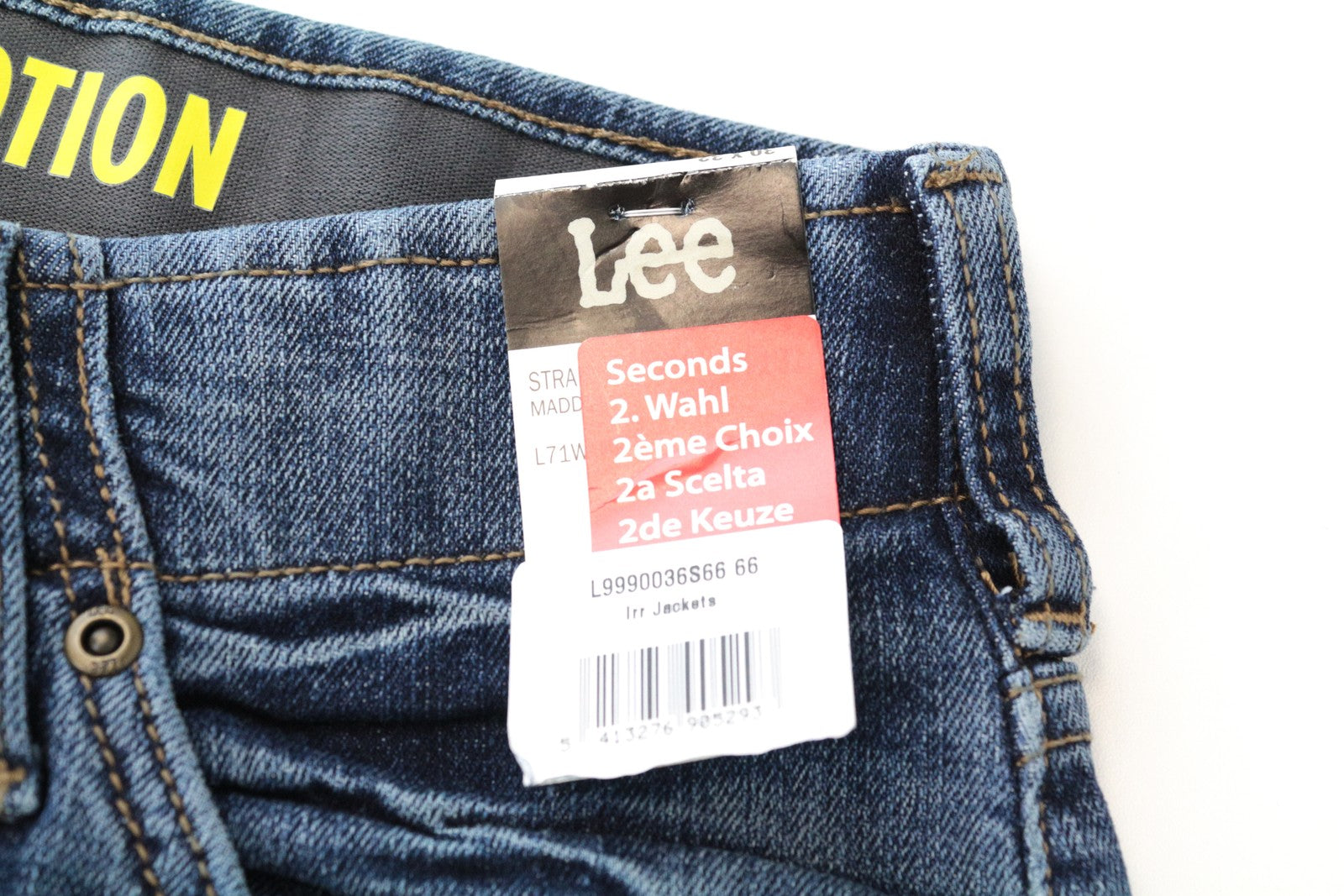 LEE Maddox Men Jeans W30/L32 Straight Tapered Fit Cotton Stretch Washed Blue