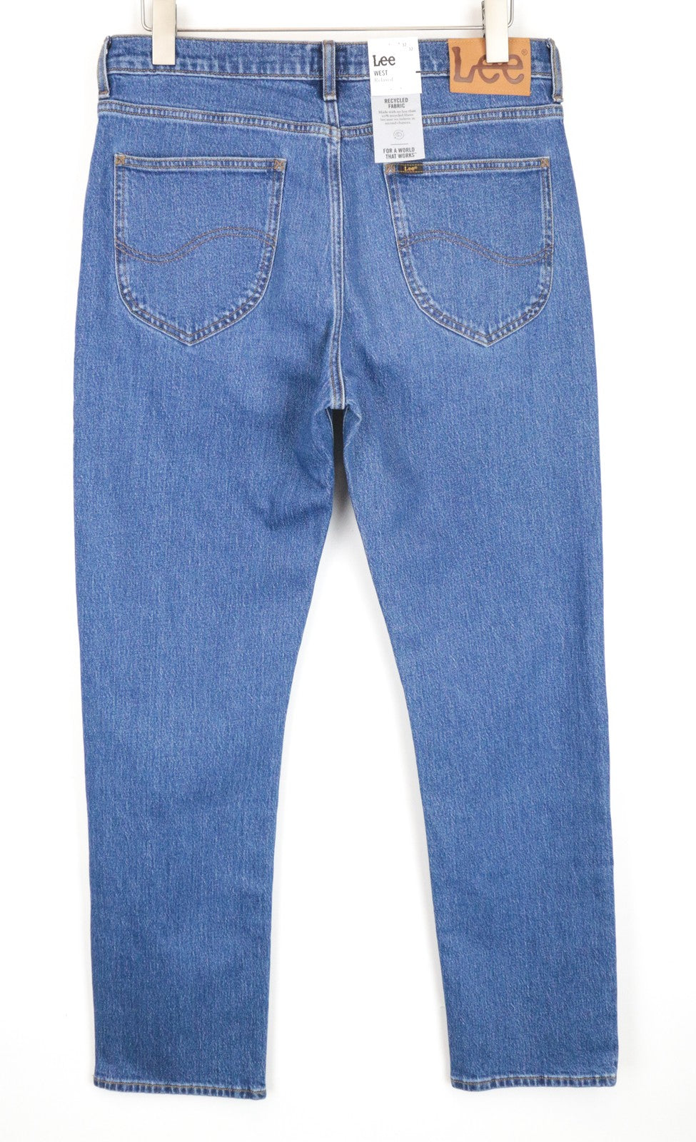 LEE West Men Jeans W32/L32 Relaxed Fit Washed Blue Cotton Stretch Denim