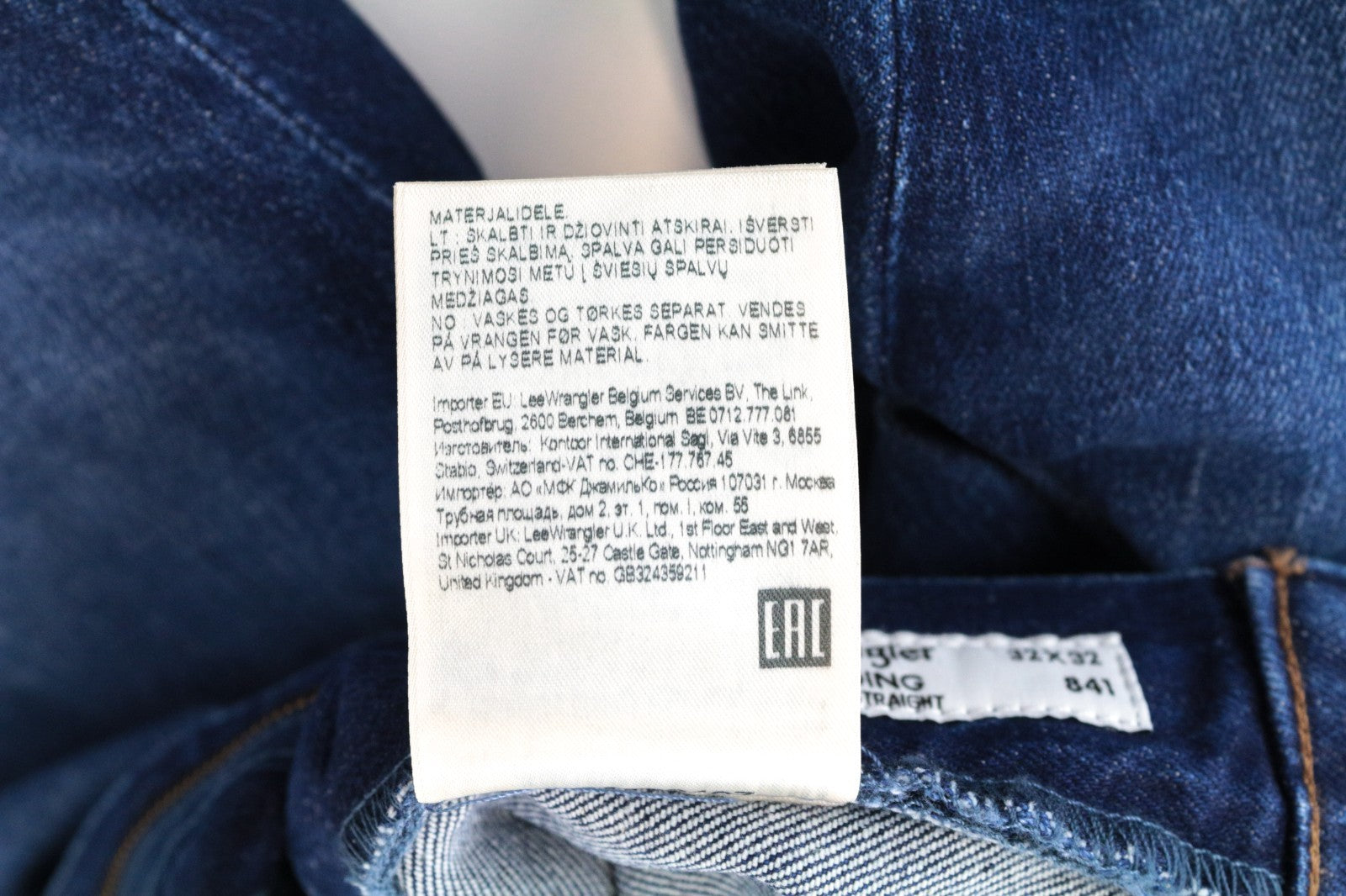 WRANGLER Redding Men Jeans W32/L32 Straight Fit Blue Cotton Stretch Patched