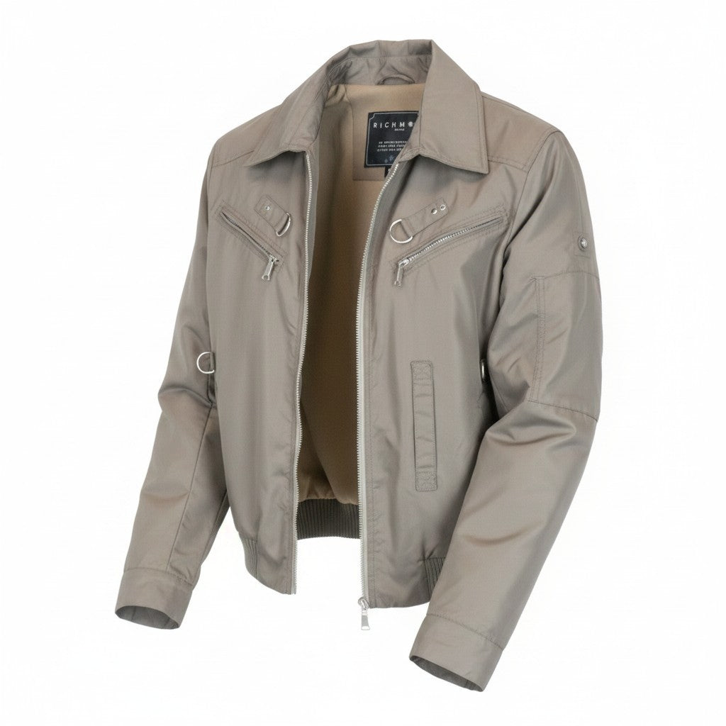 RICHMOND Men Jacket 48 M Brown Lined Long Sleeved Lightweight Multi Pocket