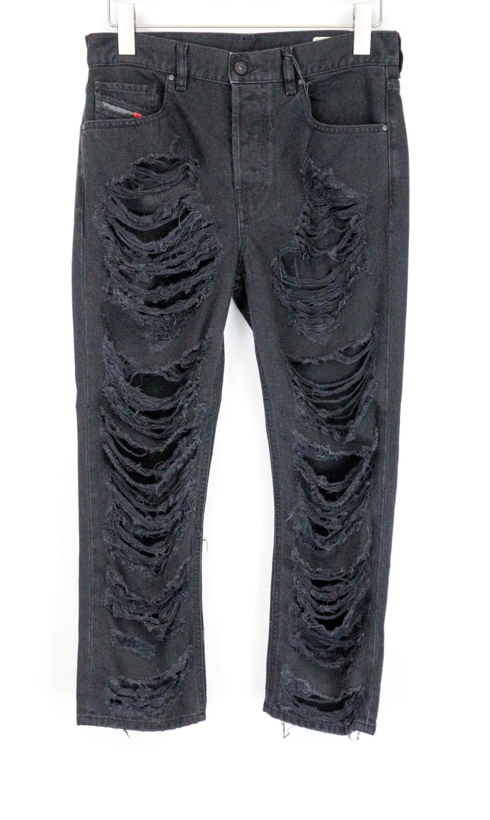 DIESEL Aryel 084WH Women Jeans W27/L32 Straight Pure Cotton Black Distressed