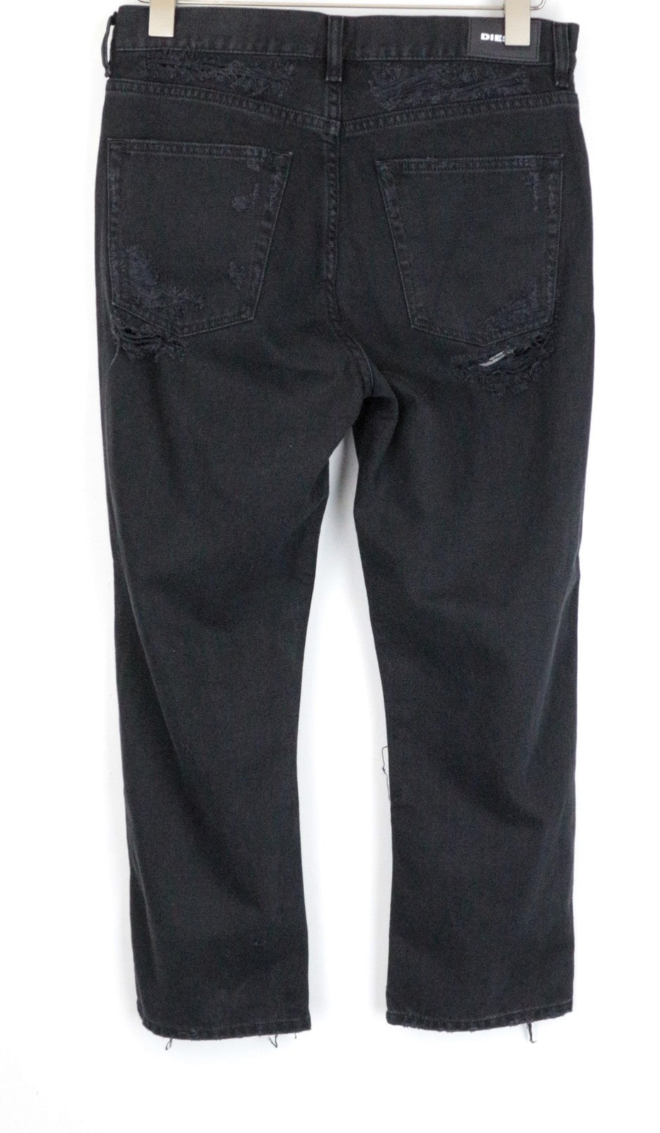 DIESEL Aryel 084WH Women Jeans W27/L32 Straight Pure Cotton Black Distressed