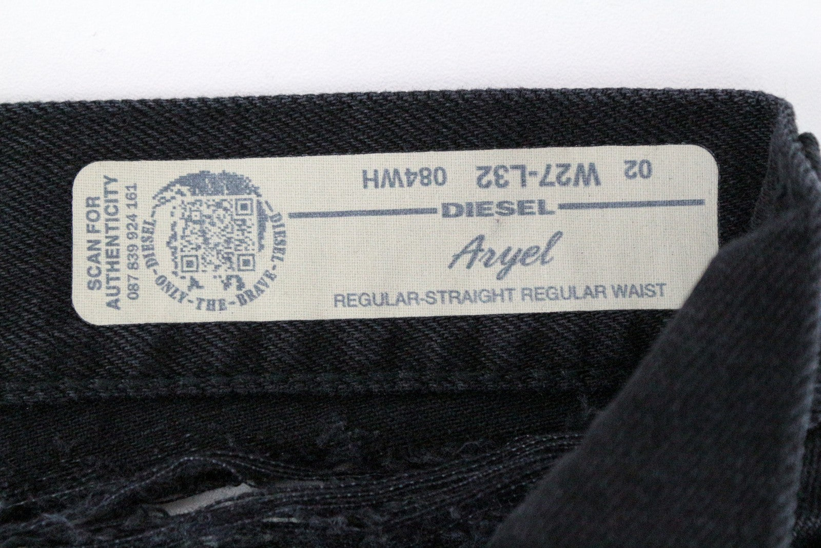 DIESEL Aryel 084WH Women Jeans W27/L32 Straight Pure Cotton Black Distressed
