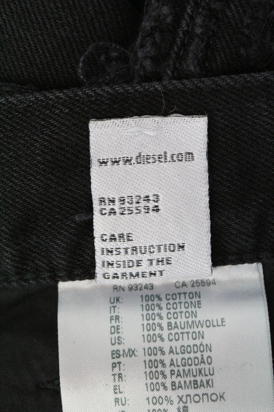 DIESEL Aryel 084WH Women Jeans W27/L32 Straight Pure Cotton Black Distressed