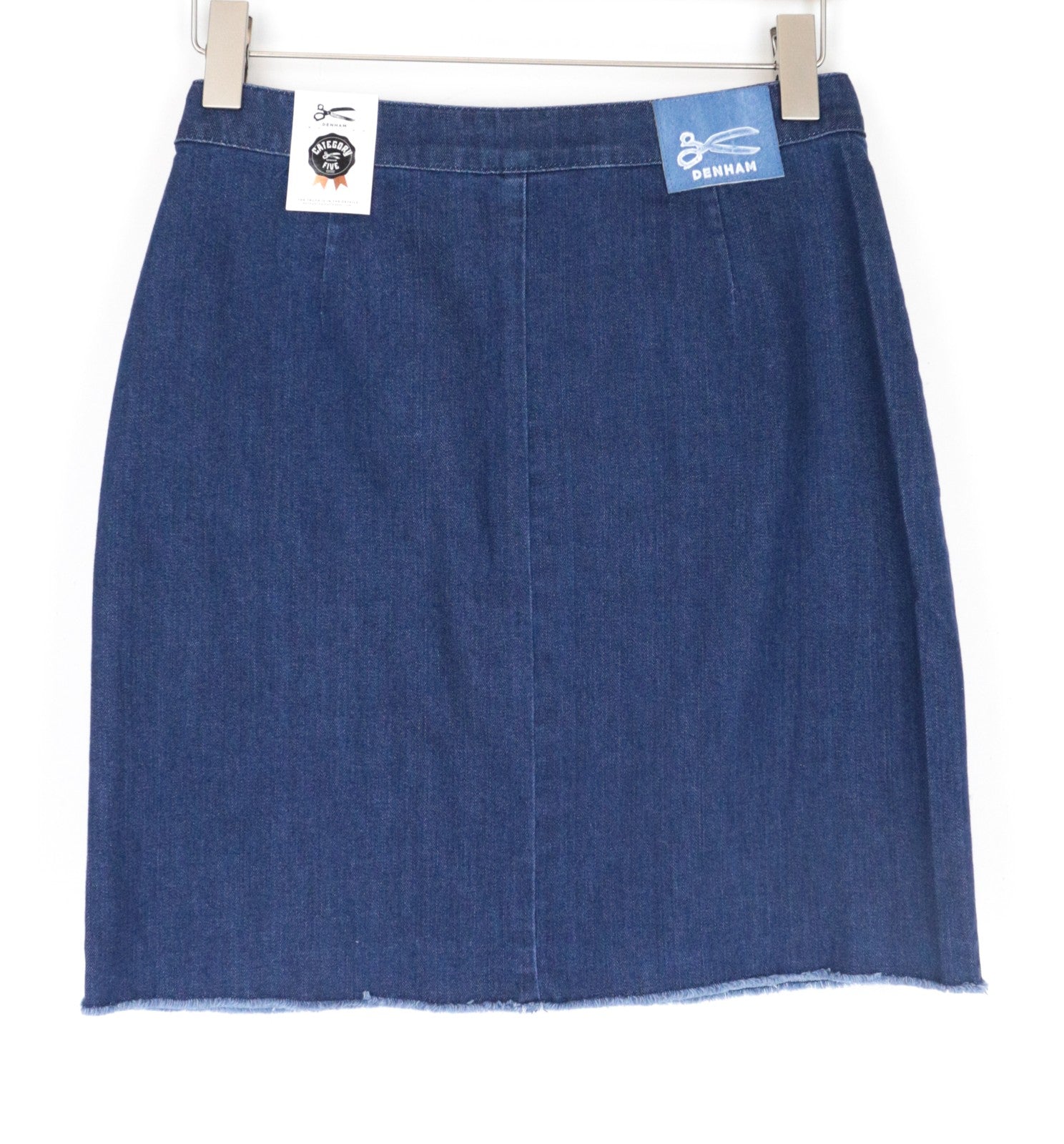 DENHAM Salinas Women Skirt W26 Blue Cotton Blend Stretch Denim Mini Short