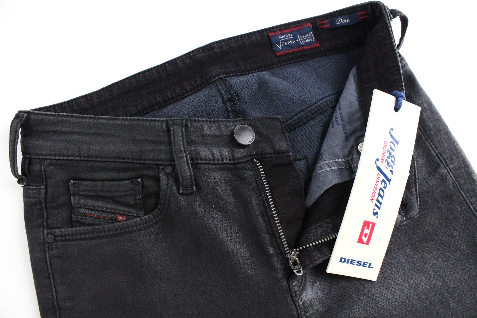 DIESEL Doris-NE 0837C Women Jeans W24 Sweat Jogg Skinny Fit Blue Coated Girls