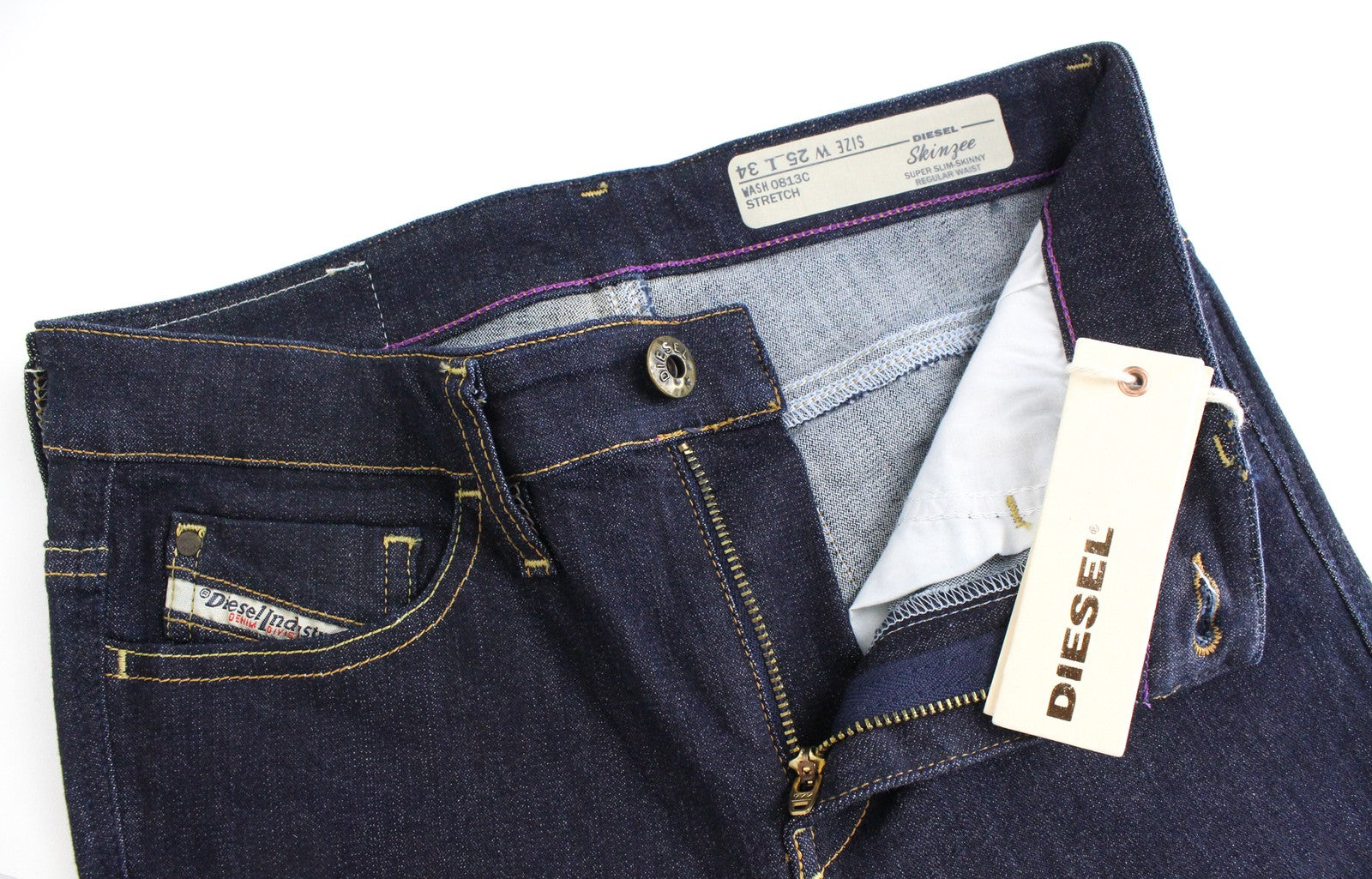 DIESEL Skinzee 0813C Women Jeans W25/L34 Super Slim-Skinny Blue Cotton Stretch