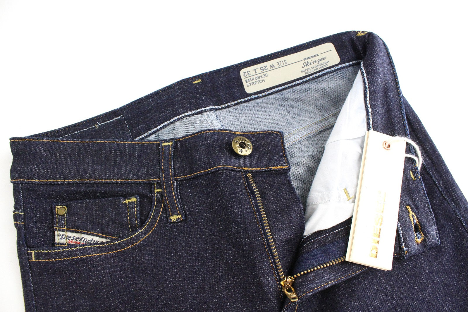 DIESEL Skinzee 0813C Women Jeans W25/L32 Super Slim Skinny Fit Blue Stretch