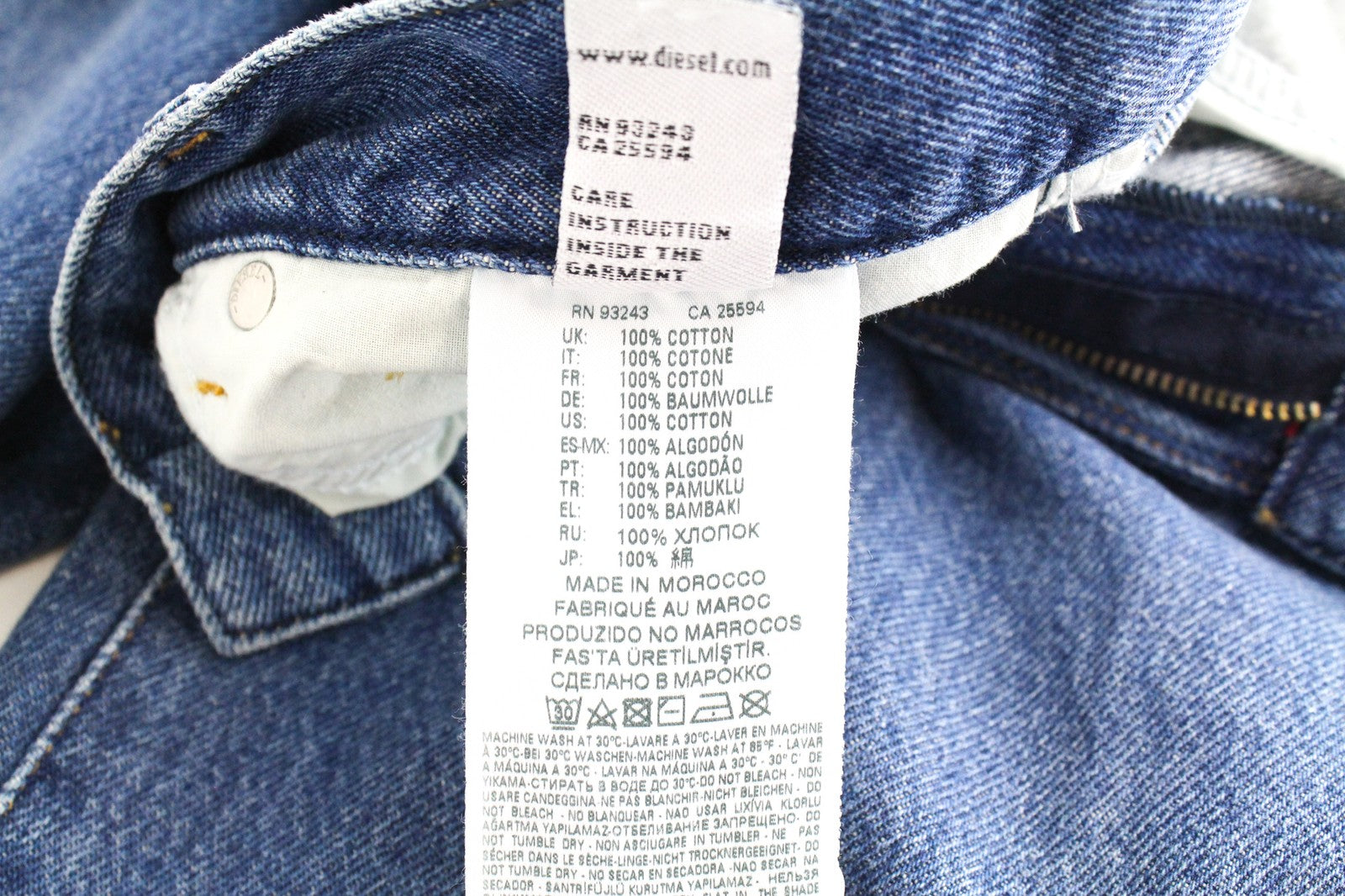 DIESEL Widee 080AN Women Jeans W25/L34 Straight Blue Pure Cotton High Waist